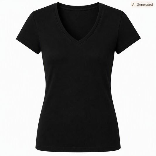 Black  V-Neck T-Shirt - Ladies Fit