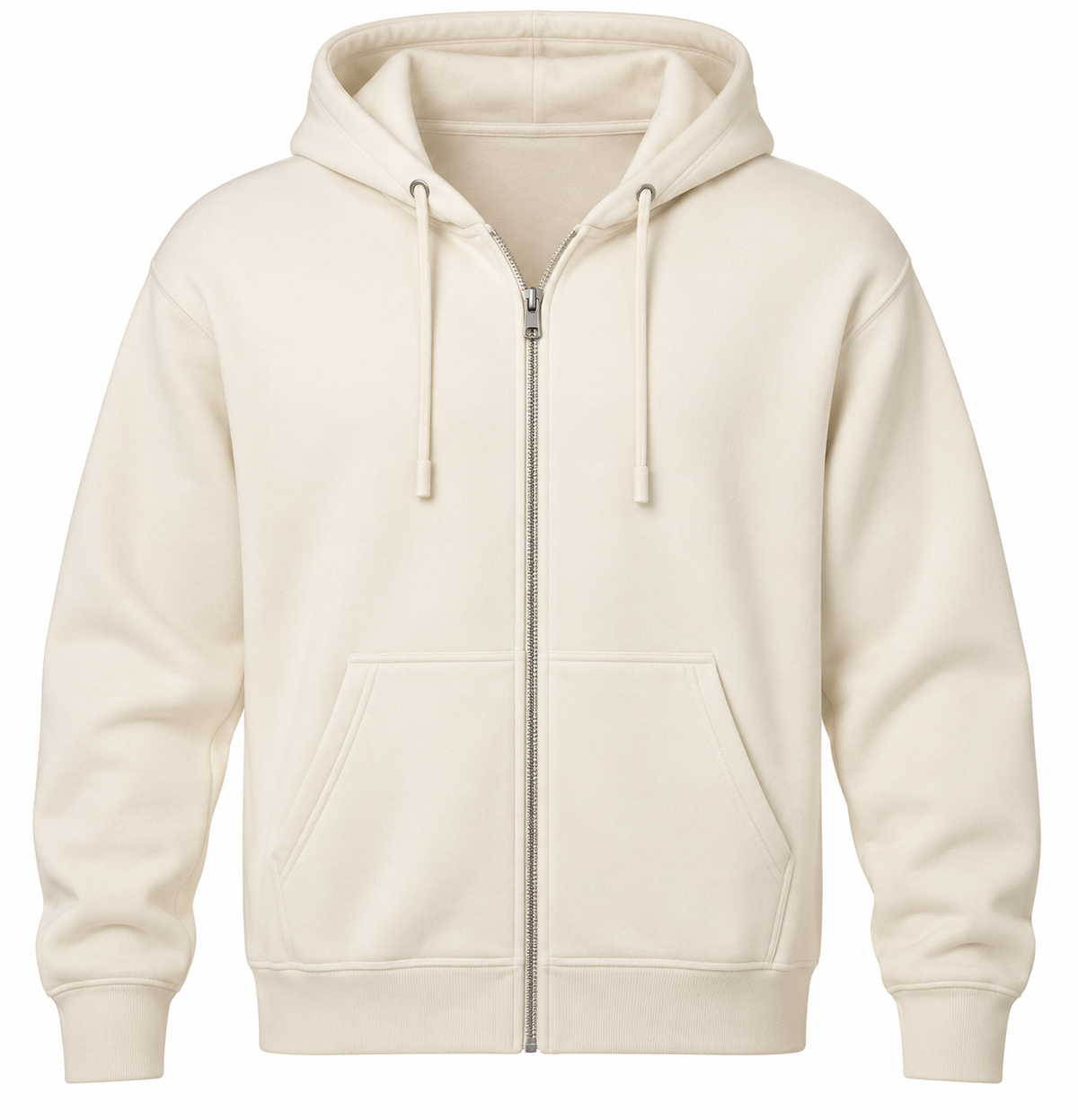 Cream Zip-Up Hoodie