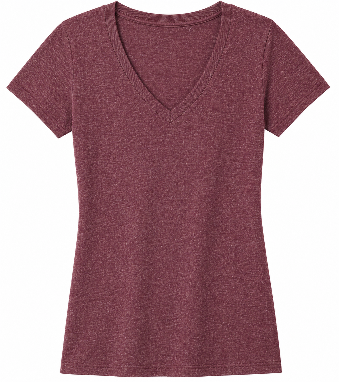 Heather Maroon V-Neck T-Shirt - Ladies Fit