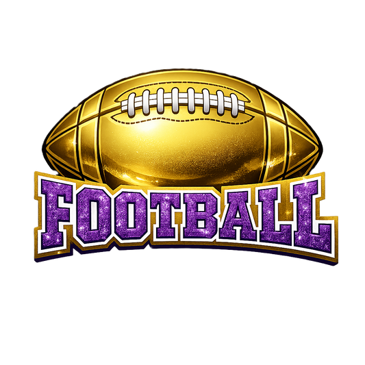 Purple and Gold Football with Bling - DTF