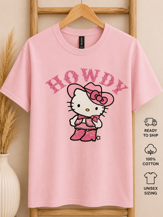 Howdy Kitty Unisex Pink Tee
