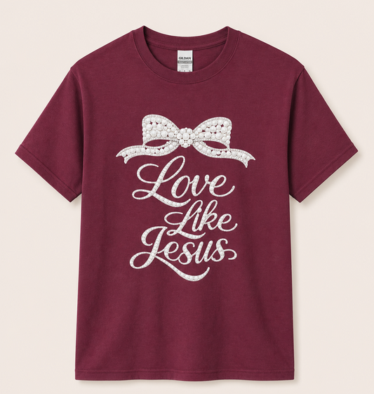 Love Like Jesus Short Sleeve Red Crewneck Tee